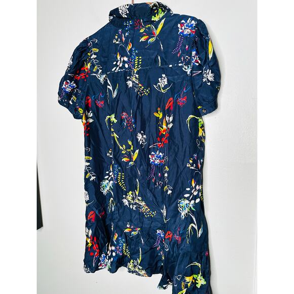 TANYA TAYLOR Navy Printed Floral Button Up Collared Aliciana Shirt Dress Size 14 - Picture 6 of 13